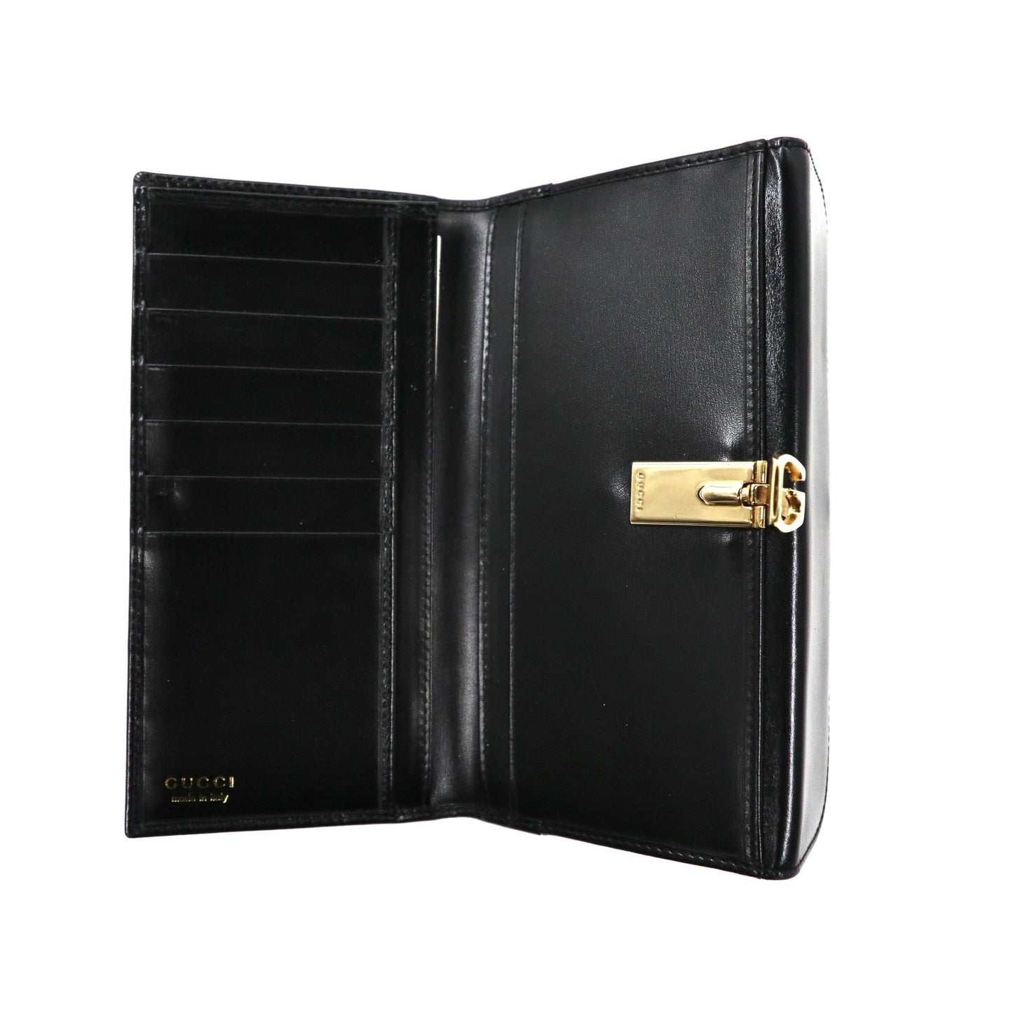 GUCCI 長財布 ブラック レザー カーフスキン Gロゴ金具 035-2192-4841 イタリア製