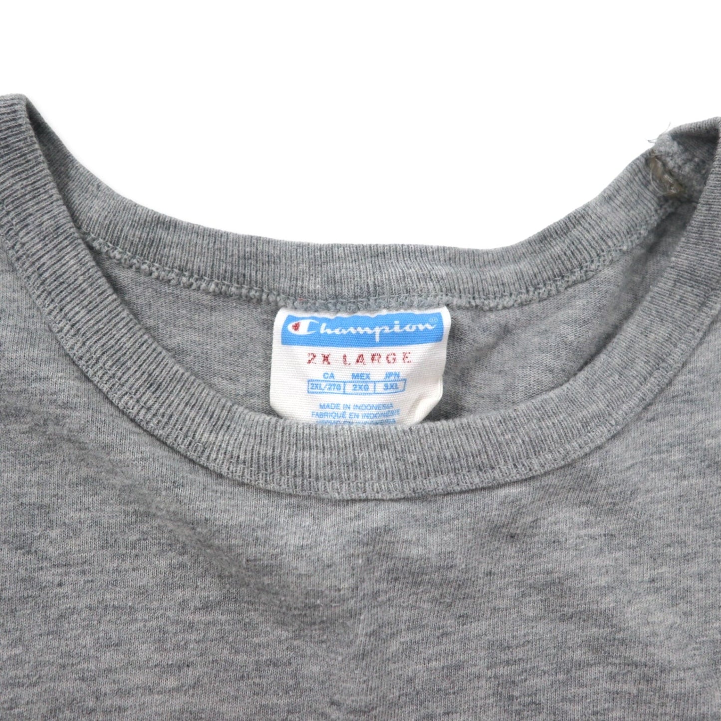 Champion 90年代 Tシャツ ポケT 3XL グレー コットン バータグ ワンポイントロゴ刺繍 ビッグサイズ