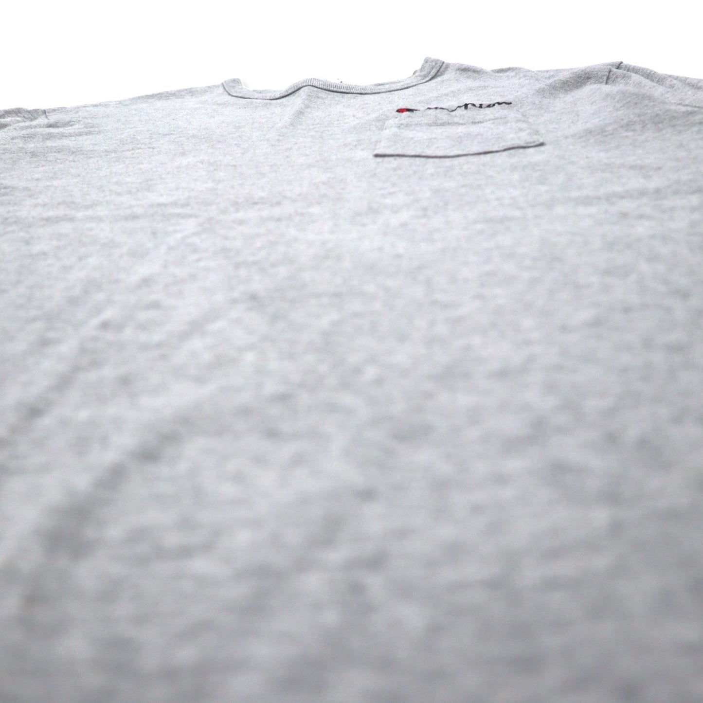 Champion 90年代 Tシャツ ポケT 3XL グレー コットン バータグ ワンポイントロゴ刺繍 ビッグサイズ