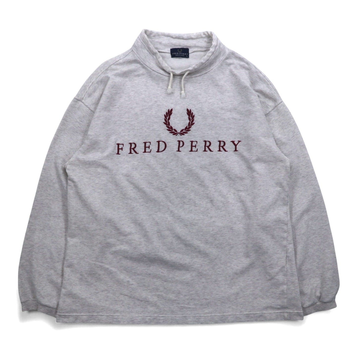 FRED PERRY 90年代 ドローコード ハイネック スウェット L グレー ボトルネック 日本製