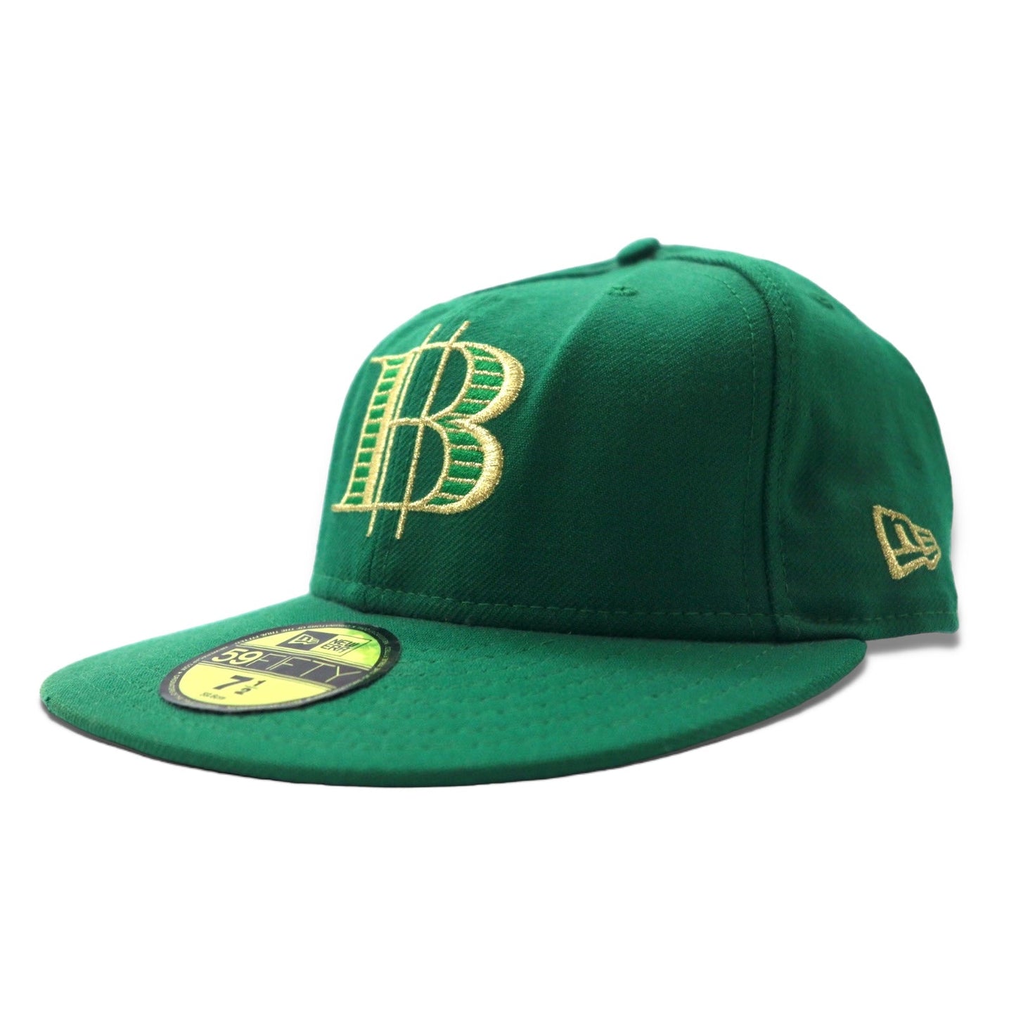 BAPE BY A BATHING APE × NEW ERA USA製 ベースボールキャップ 59.6cm グリーン ウール ロゴ刺繍 BAPESTA