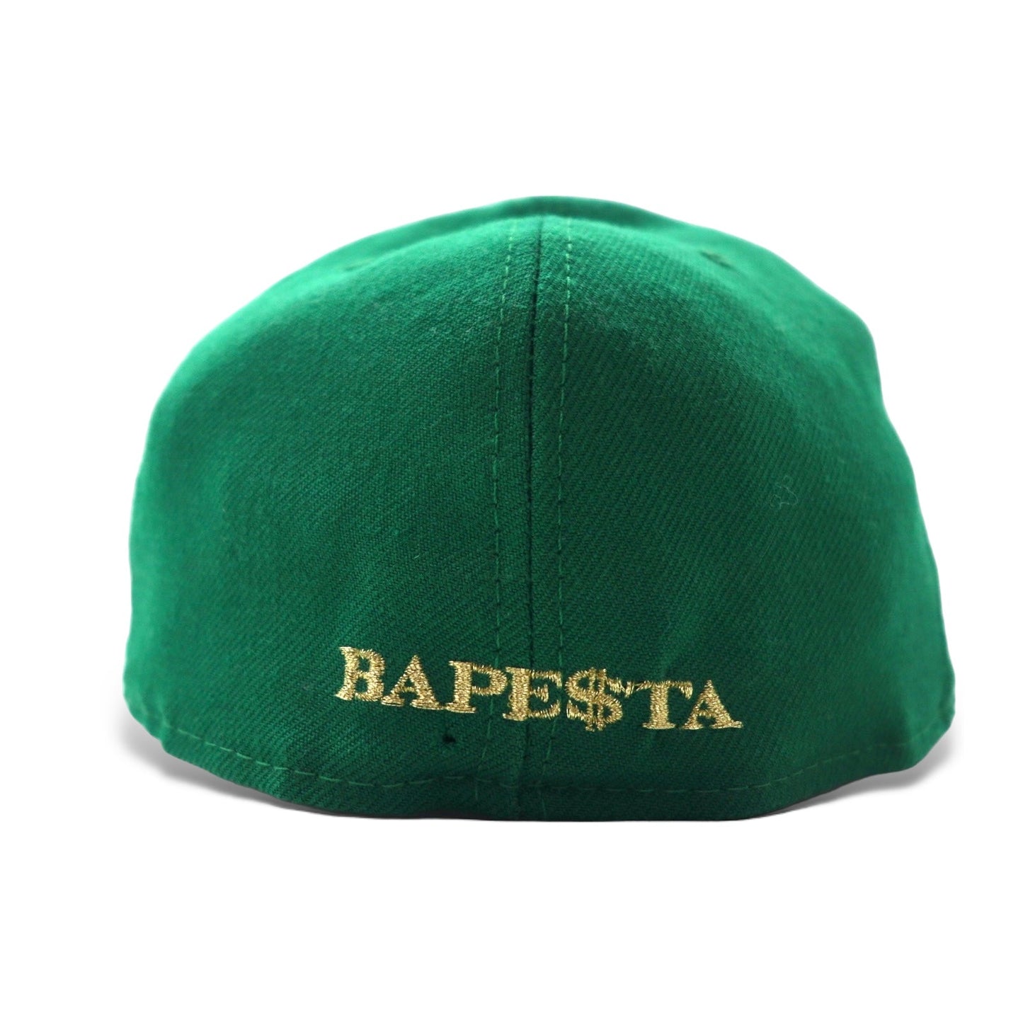 BAPE BY A BATHING APE × NEW ERA USA製 ベースボールキャップ 59.6cm グリーン ウール ロゴ刺繍 BAPESTA