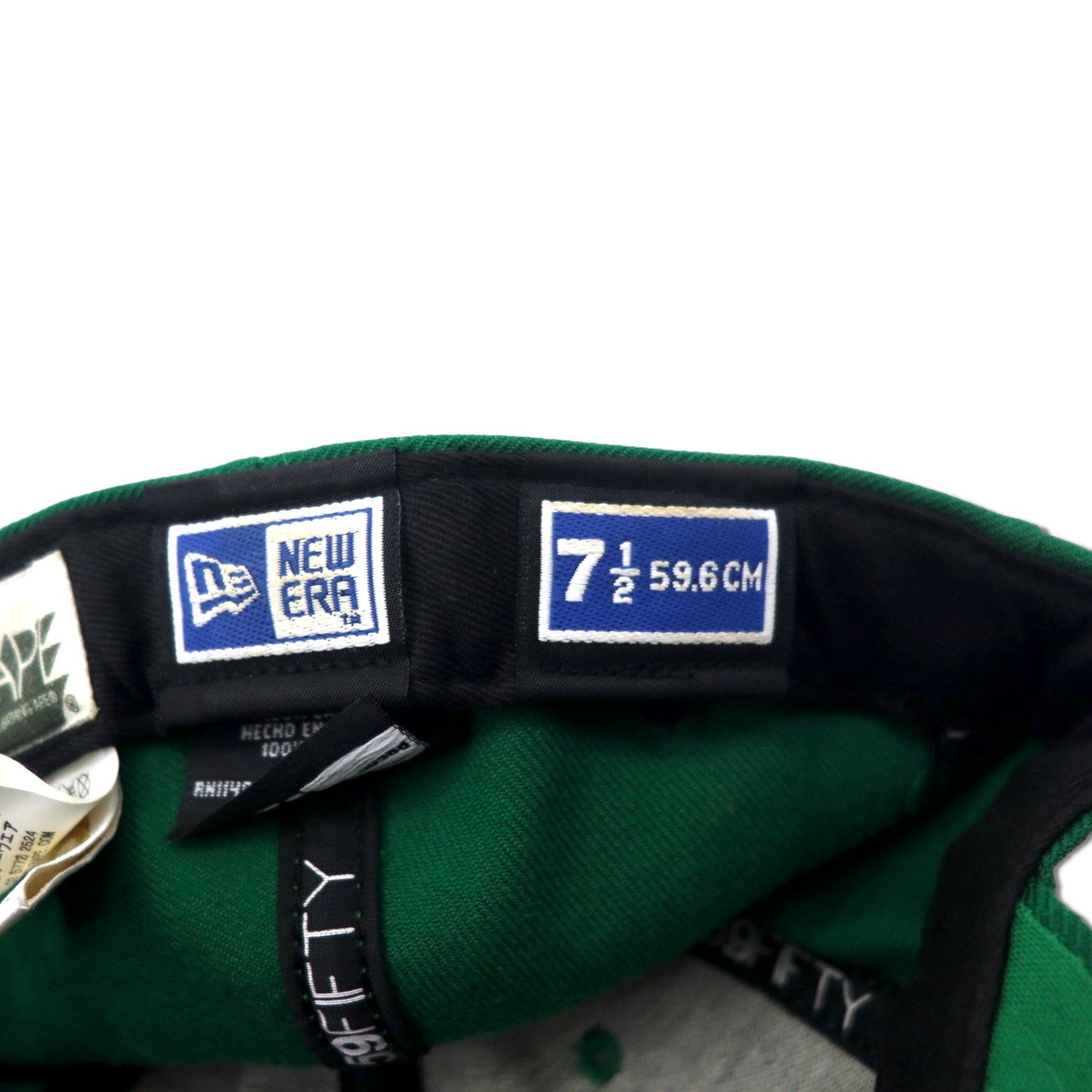 BAPE BY A BATHING APE × NEW ERA USA製 ベースボールキャップ 59.6cm グリーン ウール ロゴ刺繍 BAPESTA