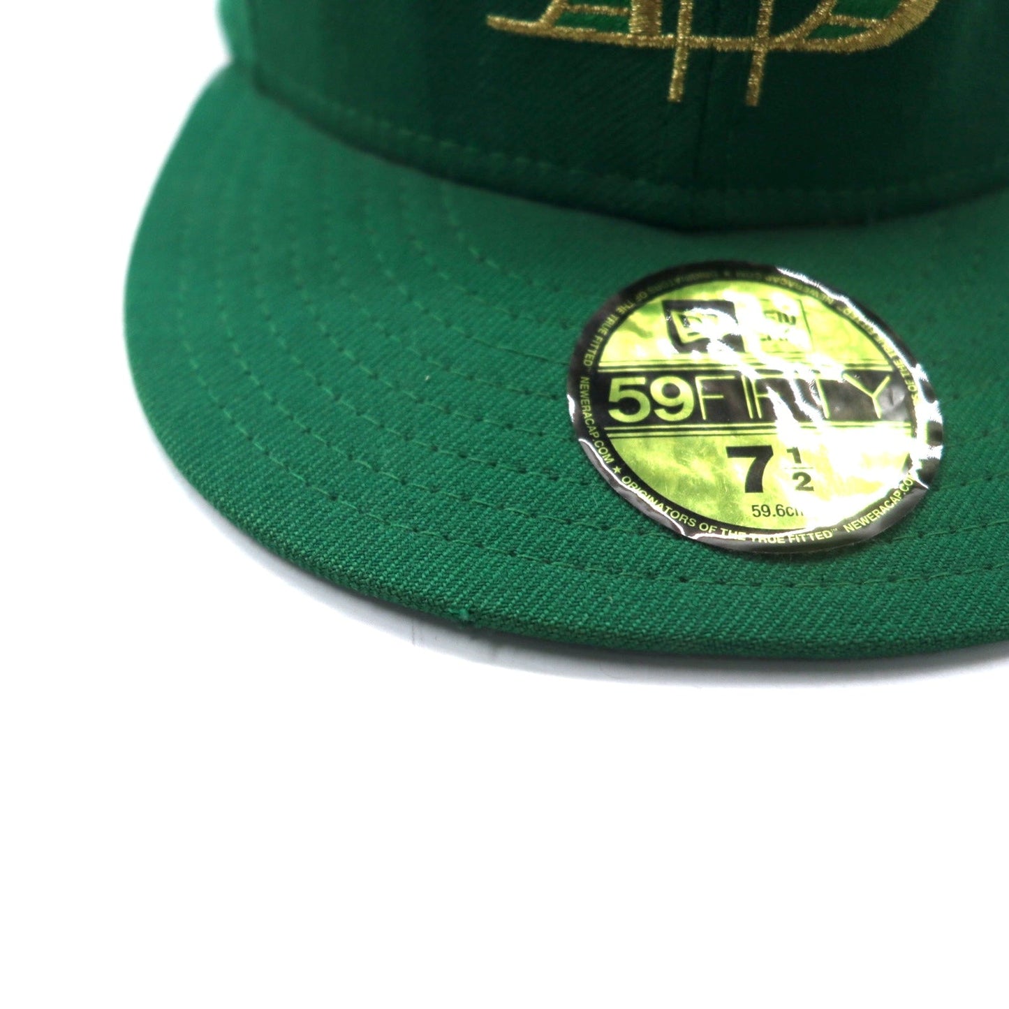 BAPE BY A BATHING APE × NEW ERA USA製 ベースボールキャップ 59.6cm グリーン ウール ロゴ刺繍 BAPESTA