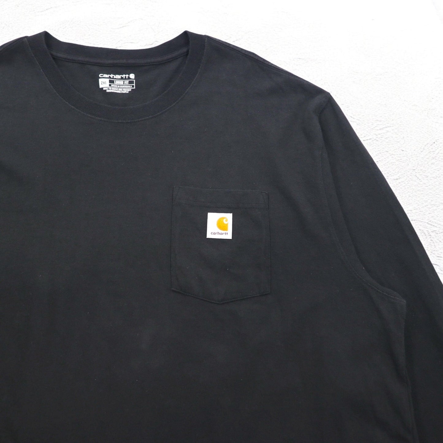 carhartt ルーズフィット ポケット付きロングスリーブ Tシャツ ロンT 2XL LOOSE FIT ブラック K126 グアテマラ製