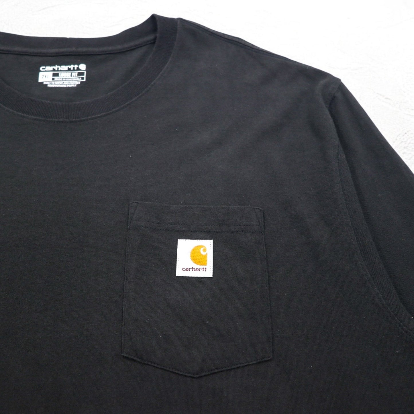 carhartt ルーズフィット ポケット付きロングスリーブ Tシャツ ロンT 2XL LOOSE FIT ブラック K126 グアテマラ製
