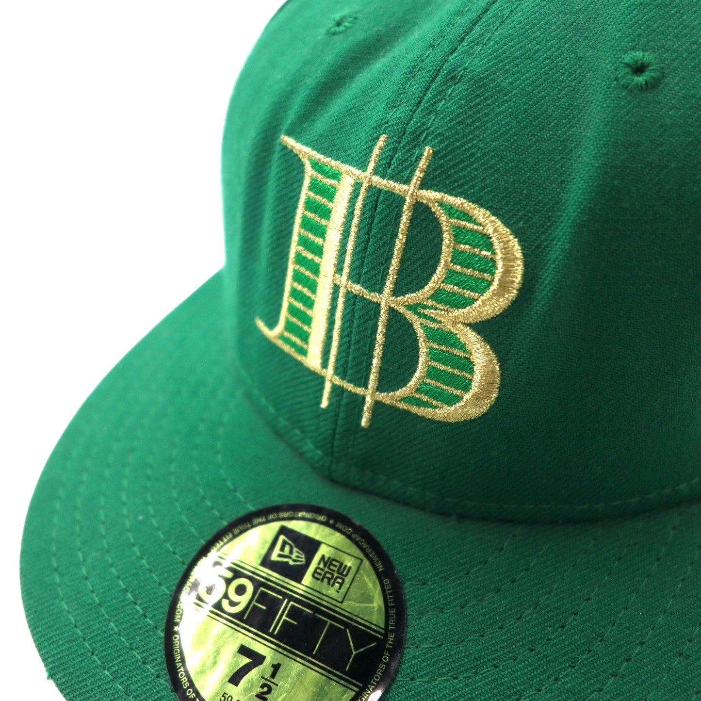 BAPE BY A BATHING APE × NEW ERA USA製 ベースボールキャップ 59.6cm グリーン ウール ロゴ刺繍 BAPESTA