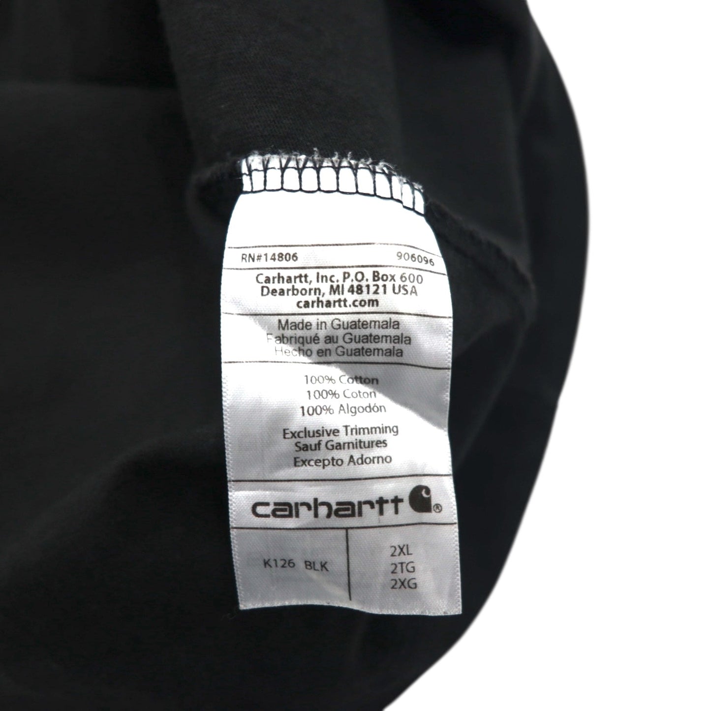 carhartt ルーズフィット ポケット付きロングスリーブ Tシャツ ロンT 2XL LOOSE FIT ブラック K126 グアテマラ製