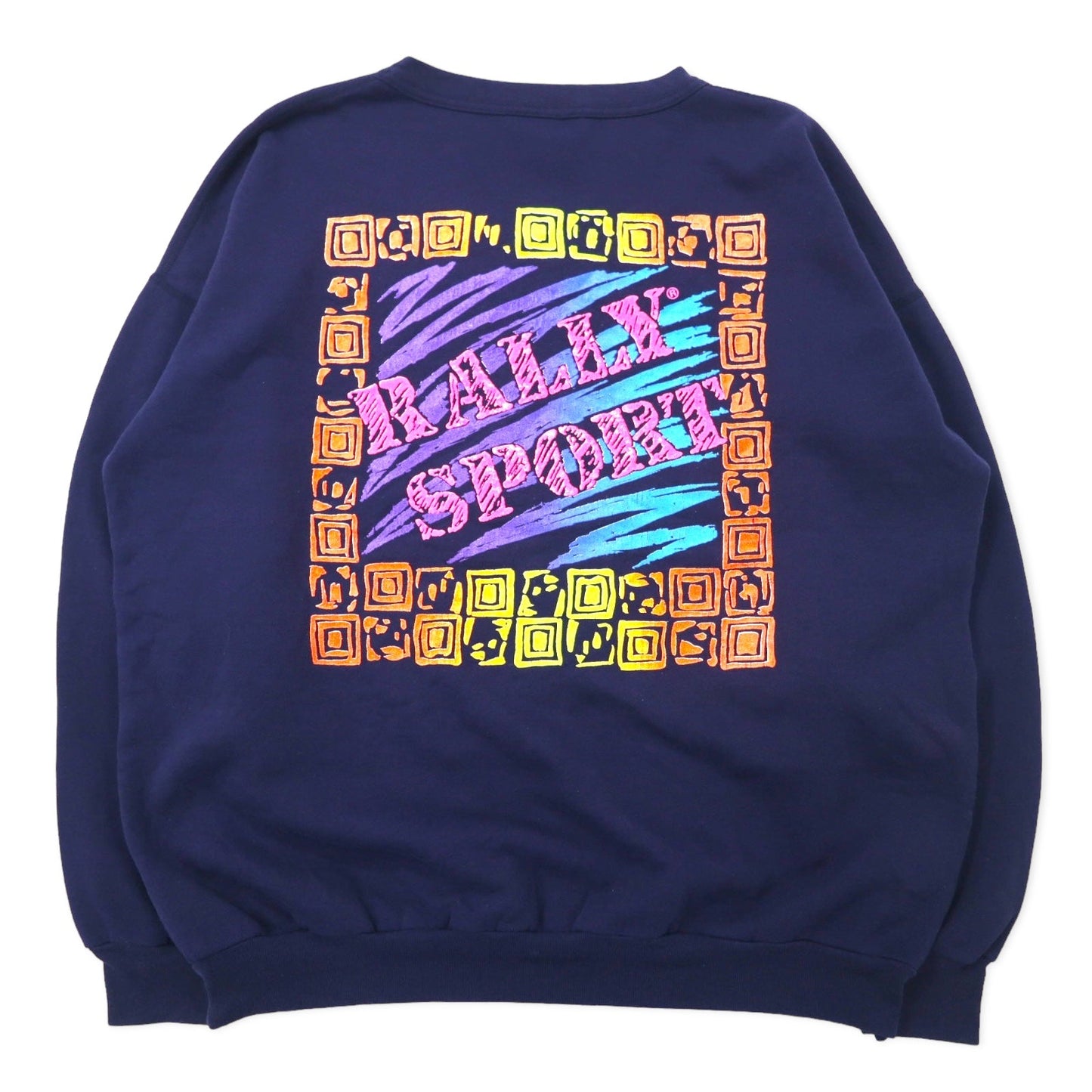 RALLY SPORT ロゴプリント スウェット M ネイビー コットン 両面プリント