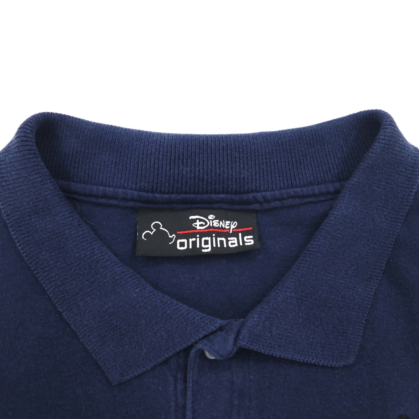 Disney originals 90年代 USA製 ミッキーマウス ワンポイント刺繍 ポロシャツ XL ネイビー コットン
