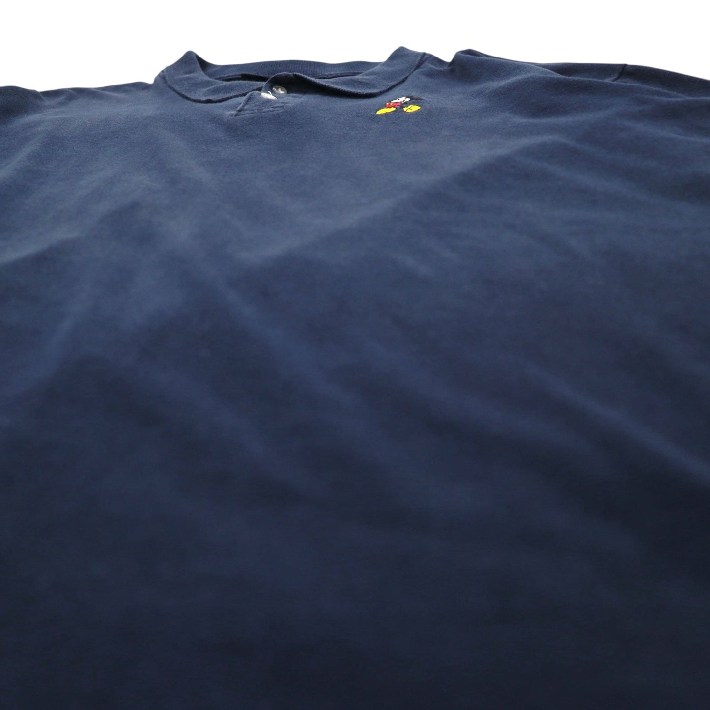 Disney originals 90年代 USA製 ミッキーマウス ワンポイント刺繍 ポロシャツ XL ネイビー コットン