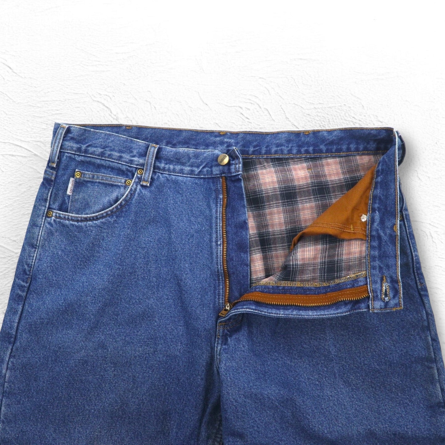 carhartt リラックスフィット ネルライナー デニムパンツ XL インディゴ ブルー 裏地 チェック B172 DST メキシコ製