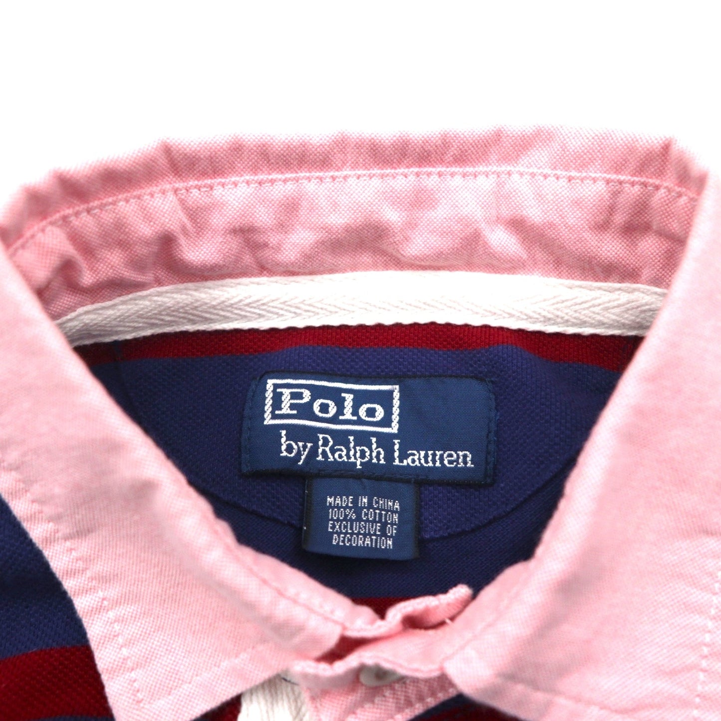 Polo by Ralph Lauren 90年代 ボーダー ポロシャツ M ネイビー レッド コットン 鹿の子 エンブレムロゴ刺繍