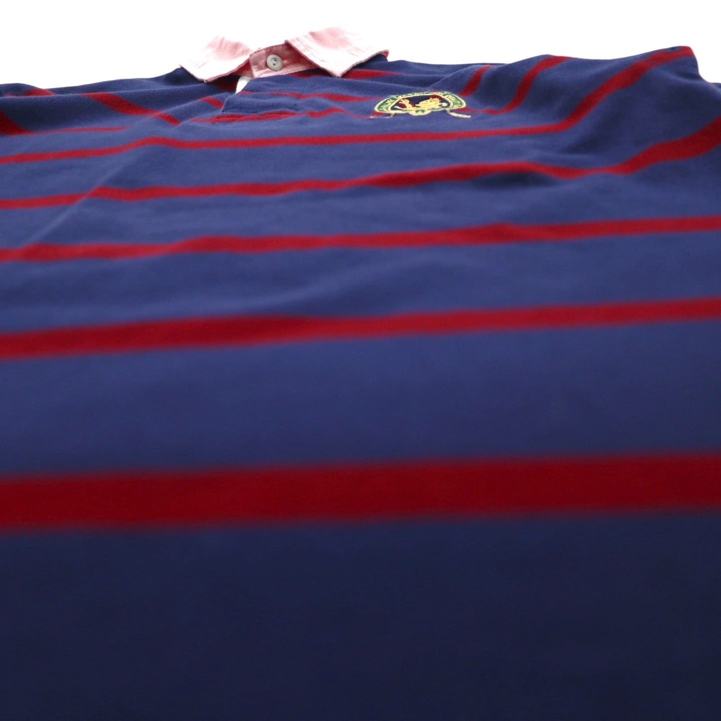 Polo by Ralph Lauren 90年代 ボーダー ポロシャツ M ネイビー レッド コットン 鹿の子 エンブレムロゴ刺繍