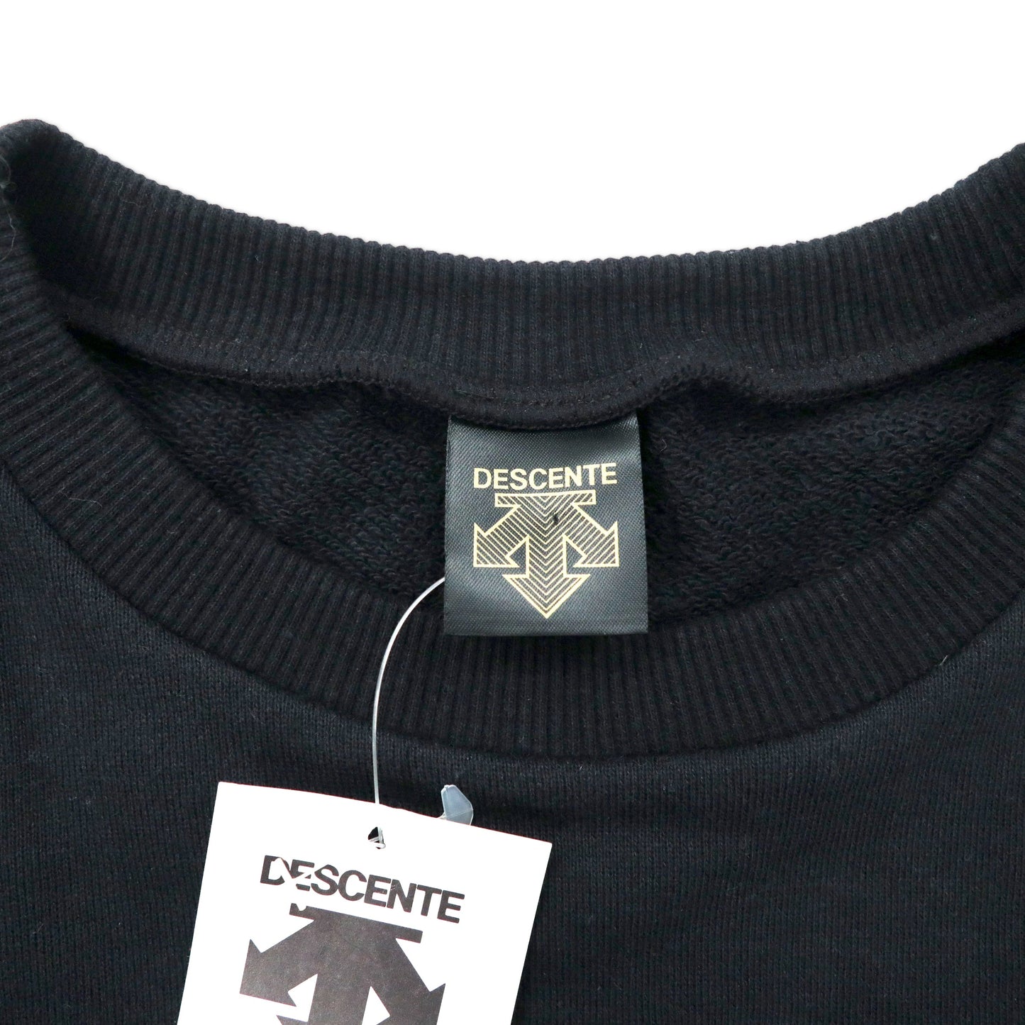 DESCENTE 90年代 ビッグサイズ テープロゴスウェット M-L ブラック コットン 日本製 未使用品