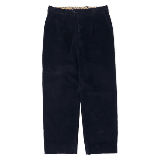 BURBERRY ワイドシルエット タック コーデュロイパンツ 46 ネイビー コットン スペイン製