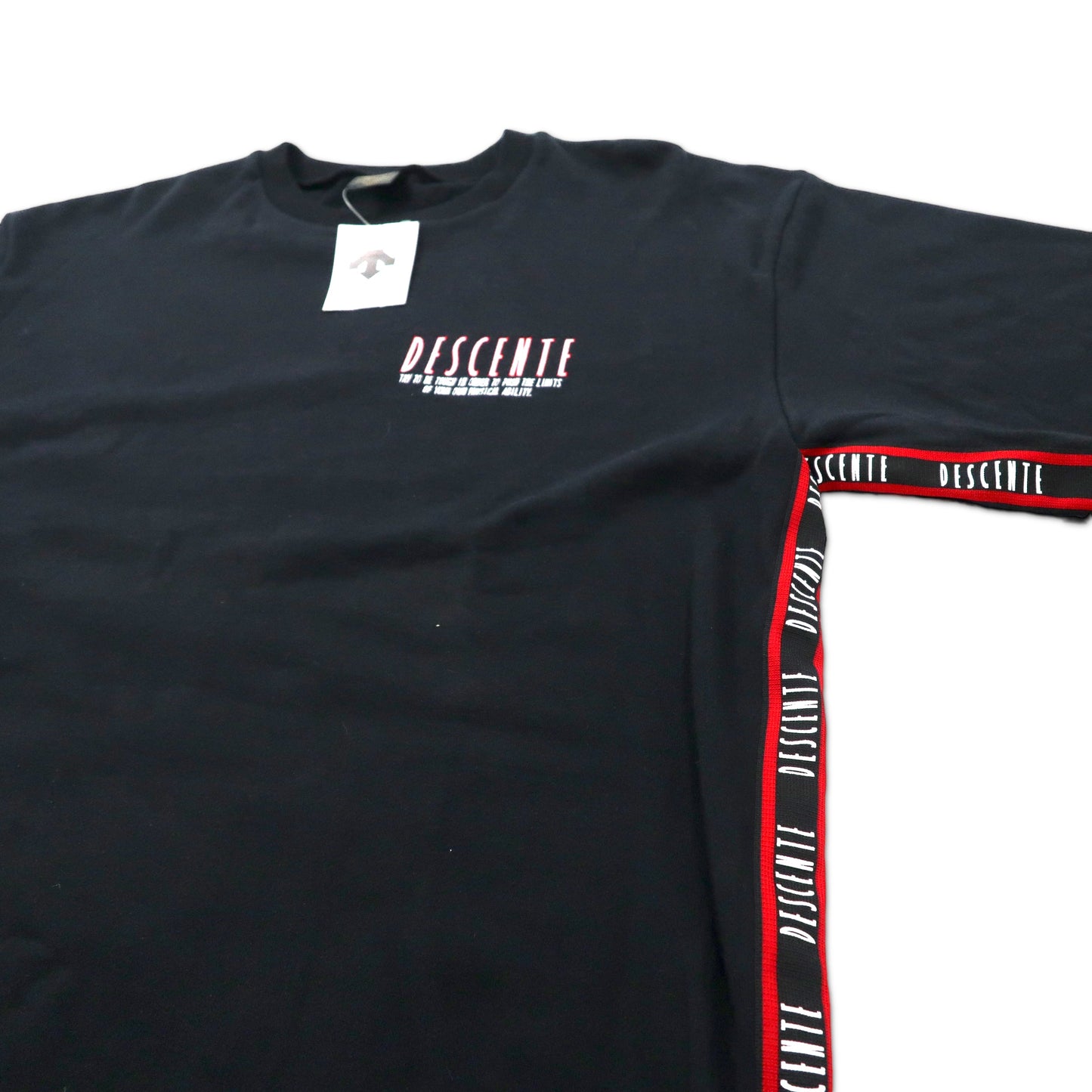 DESCENTE 90年代 ビッグサイズ テープロゴスウェット M-L ブラック コットン 日本製 未使用品
