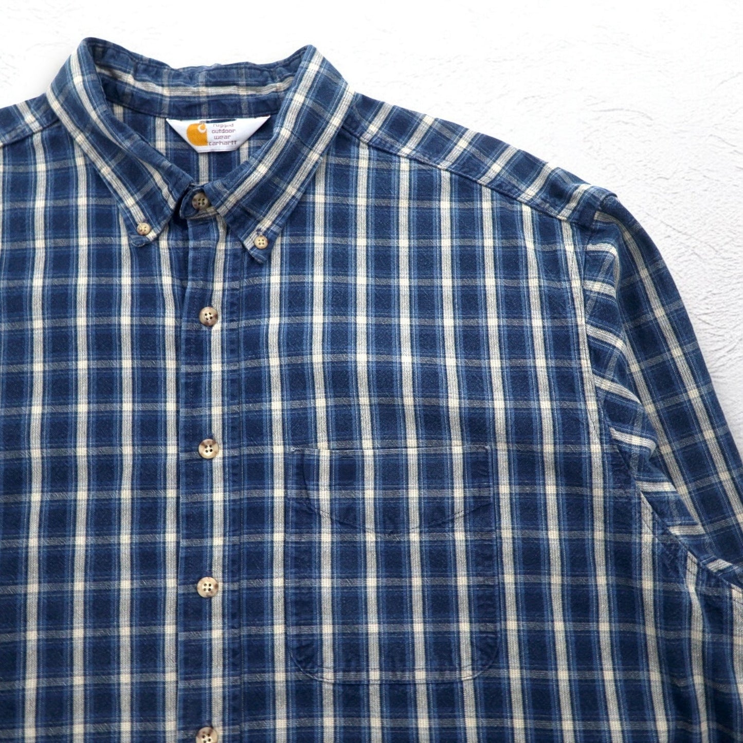 carhartt ボタンダウン フランネルシャツ 2XL ビッグサイズ ブルー チェック コットン