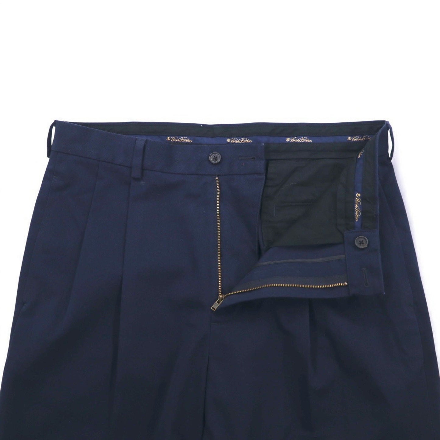 Brooks Brothers タック チノパンツ センタープレス L ネイビー コットン