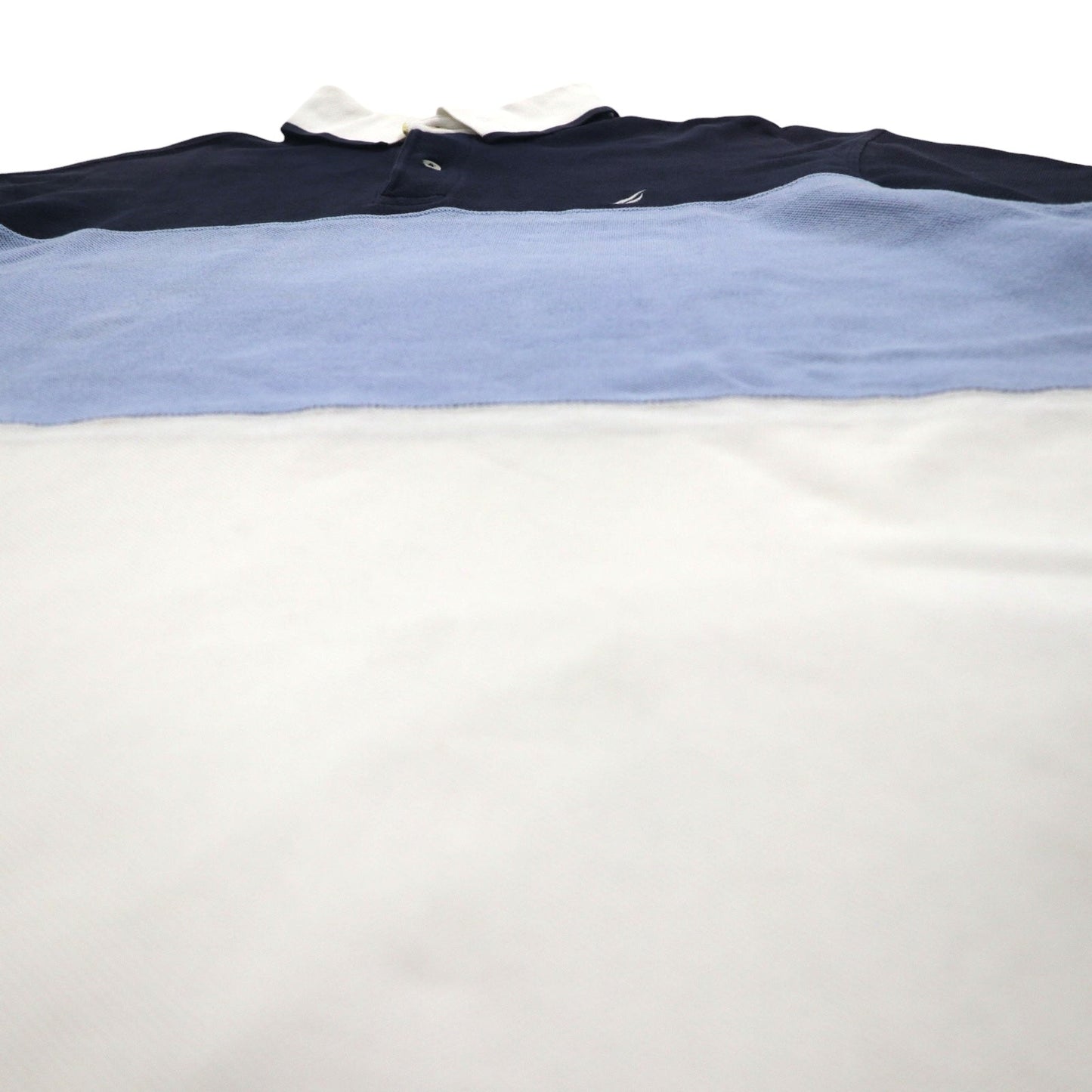 NAUTICA ポロシャツ XL ネイビー ブルー ホワイト コットン 鹿の子 ワンポイントロゴ刺繍