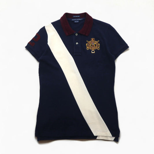 RALPH LAUREN 90年代 THE SKINNY POLO ラインデザイン ポロシャツ M ネイビー エンブレム ポニー 刺繍