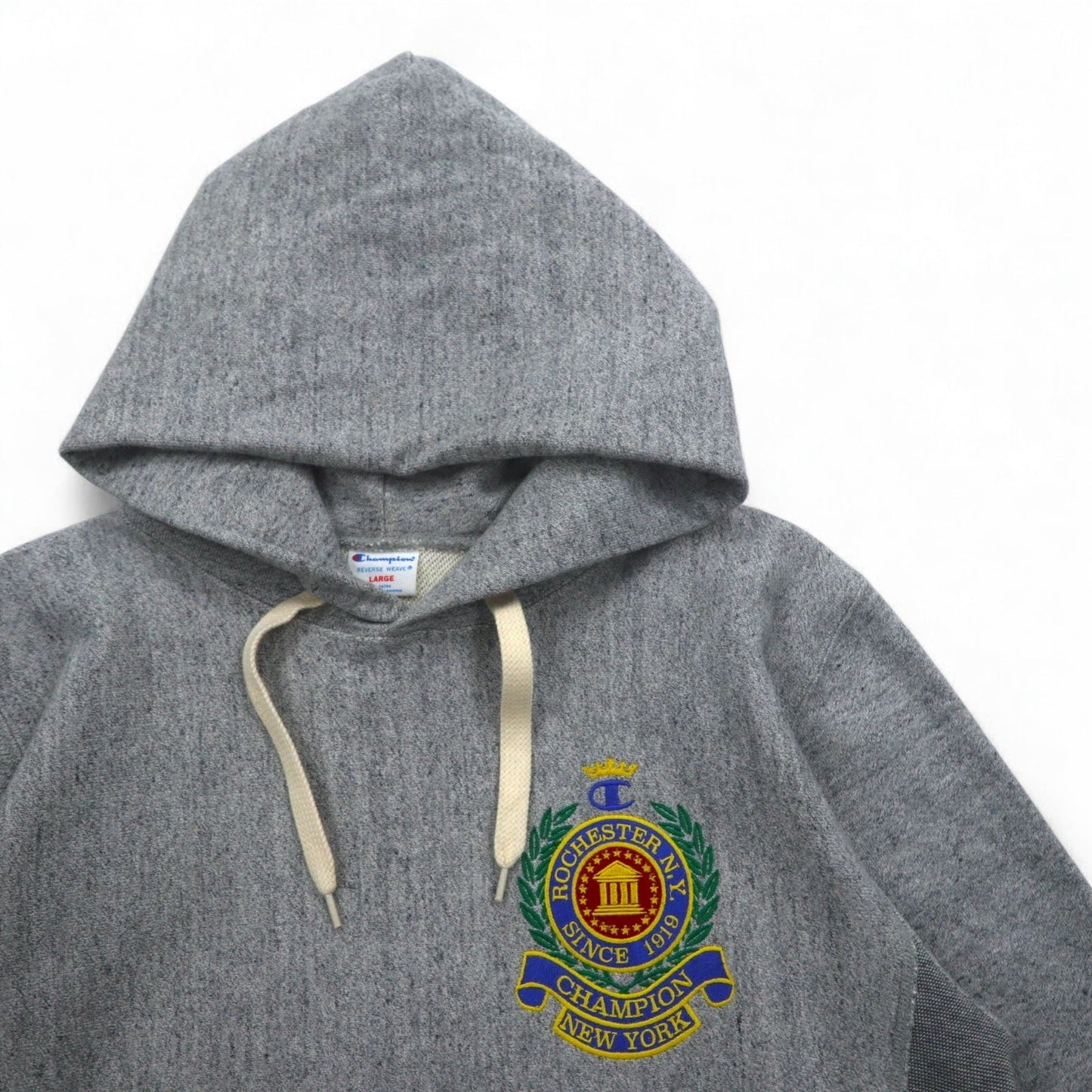Champion リバースウィーブ REVERSE WEAVE リブライン プルオーバーパーカー L グレー ROCHESTER N.Y. 直営限定 C8-U104