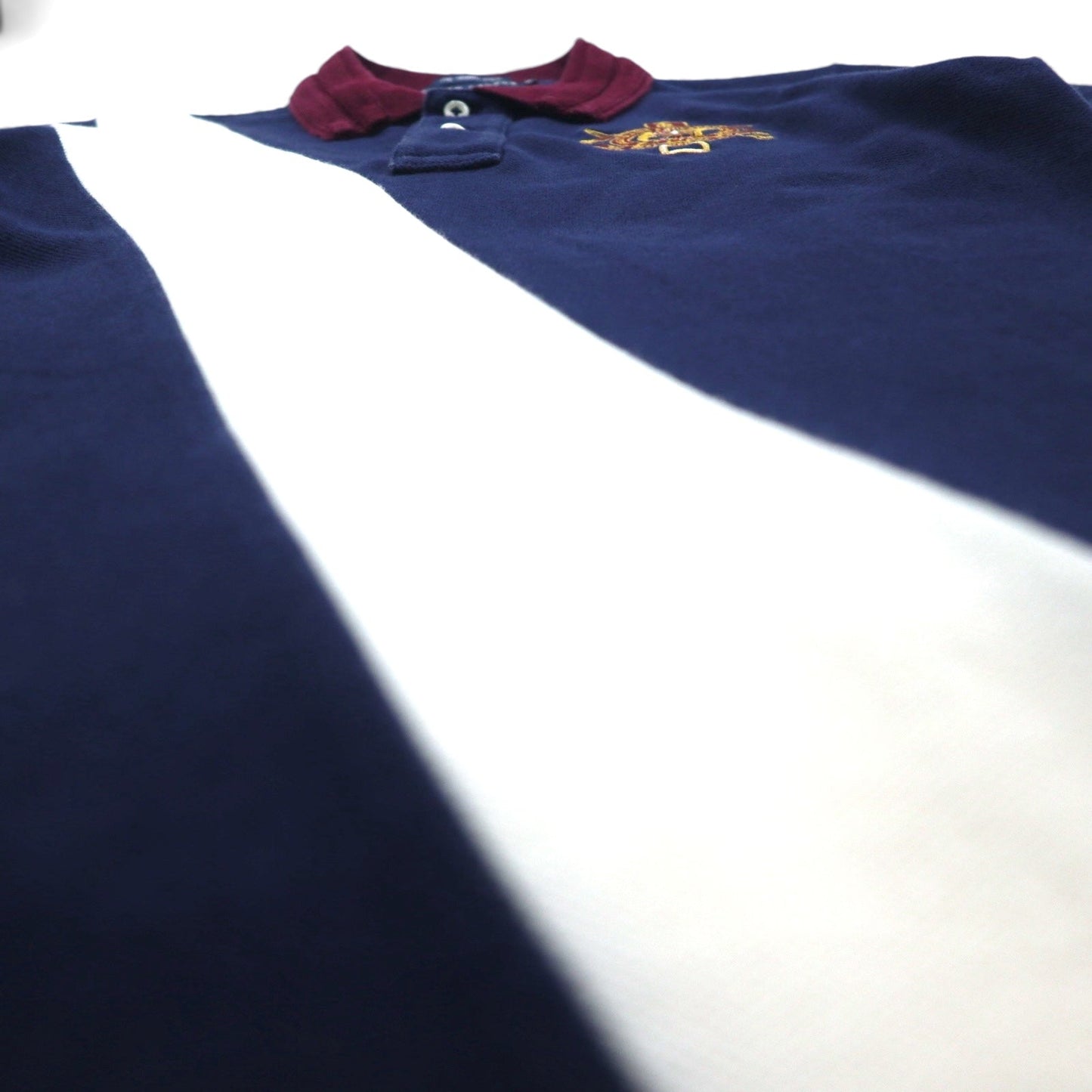 RALPH LAUREN 90年代 THE SKINNY POLO ラインデザイン ポロシャツ M ネイビー エンブレム ポニー 刺繍