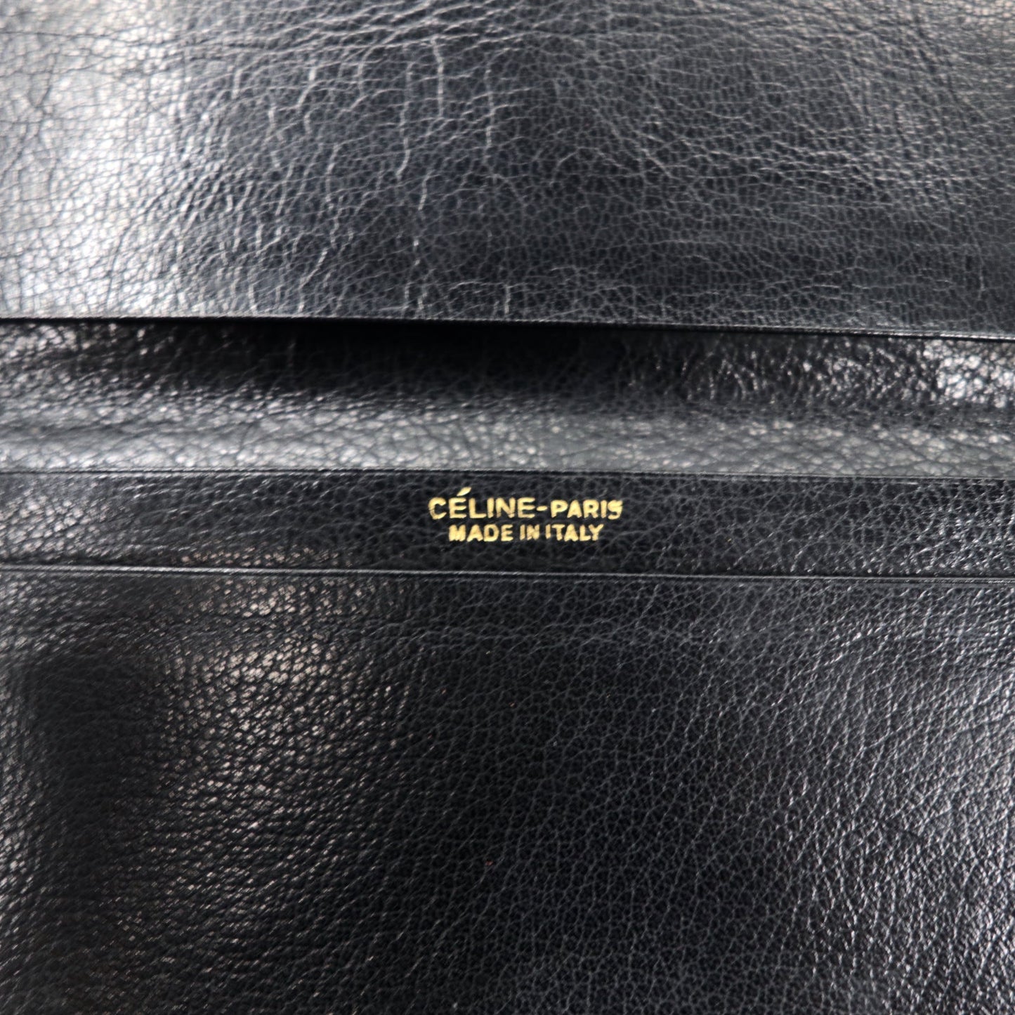 CELINE 長財布 札入れ ブラック レザー 馬車 ロゴ刻印 オールド イタリア製