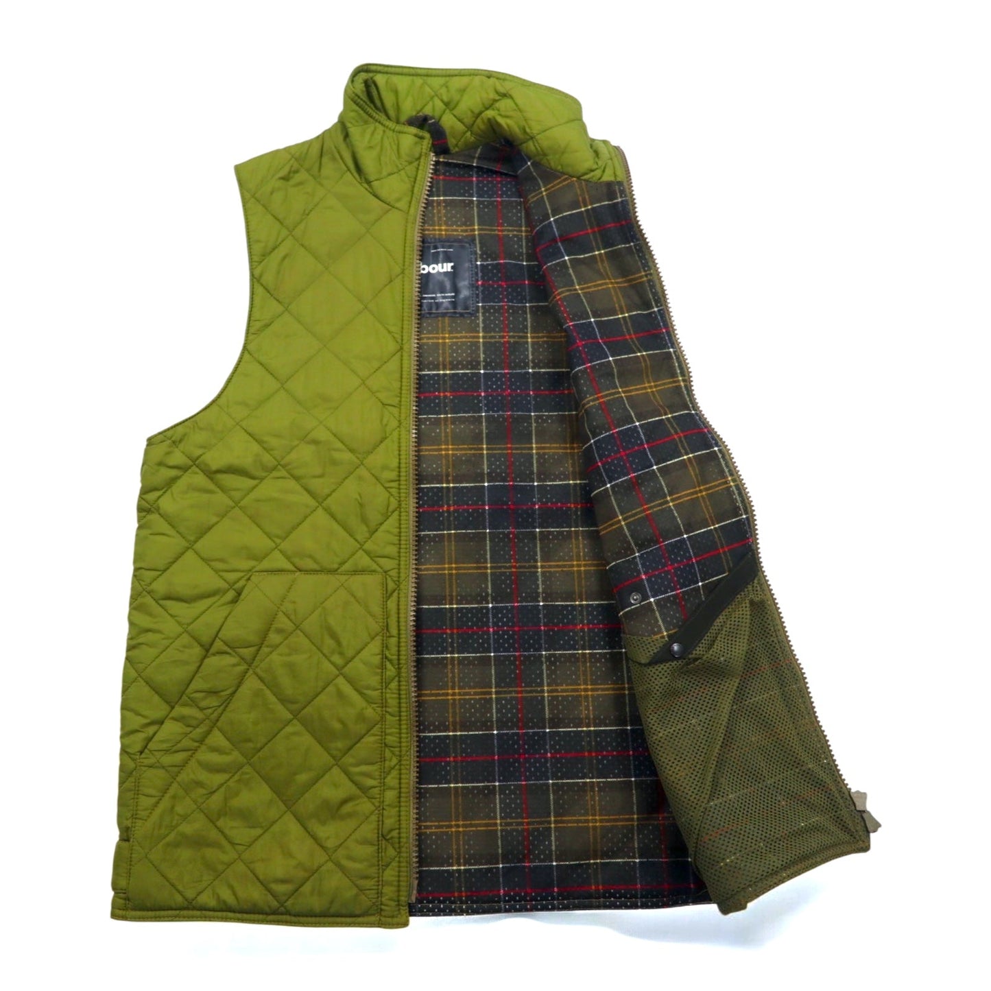 Barbour イングランド製 キルティングベスト S カーキ FLYWEIGHT WAISTCOAT D910