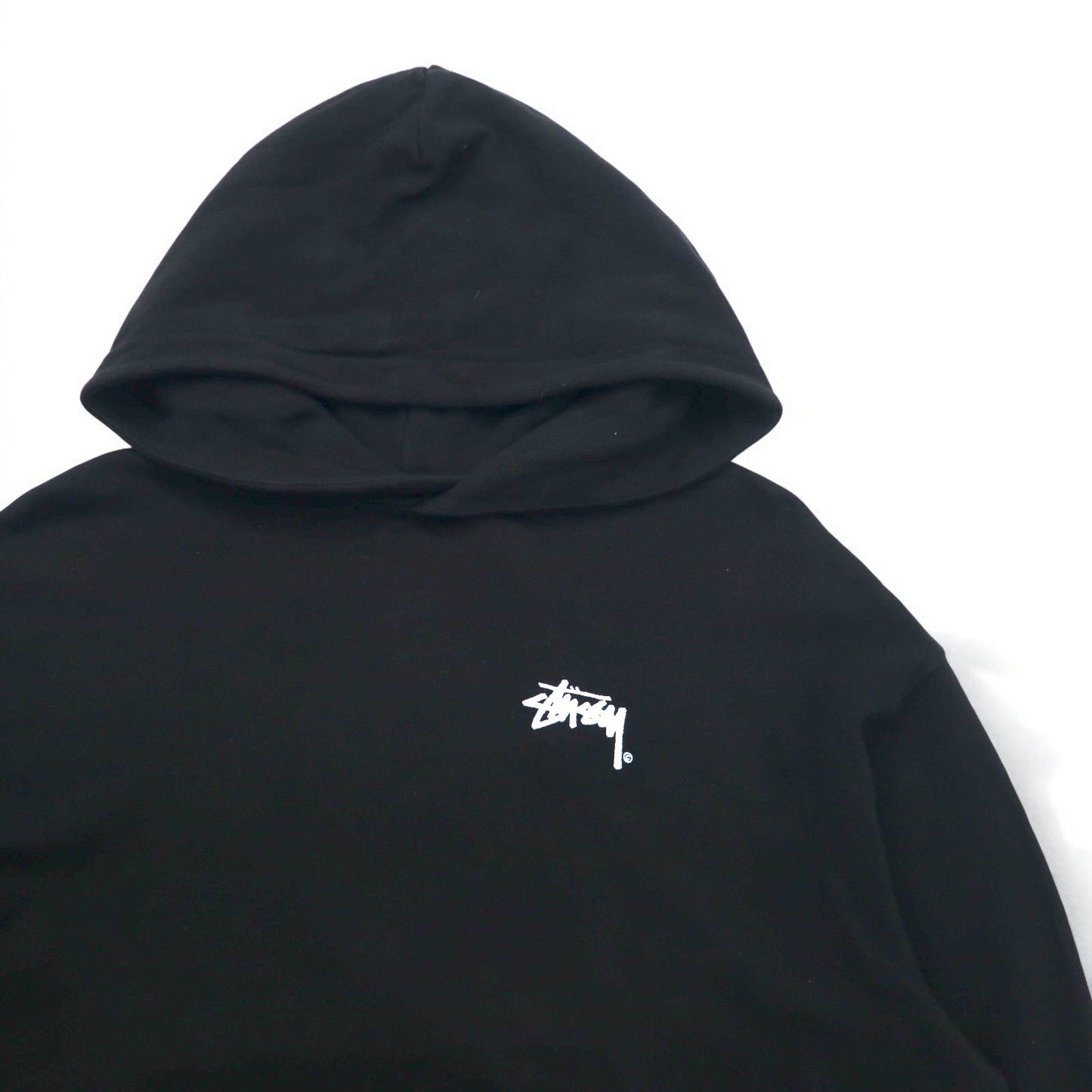 Stussy ドロップショルダー プルオーバーパーカー M ブラック ストックロゴ