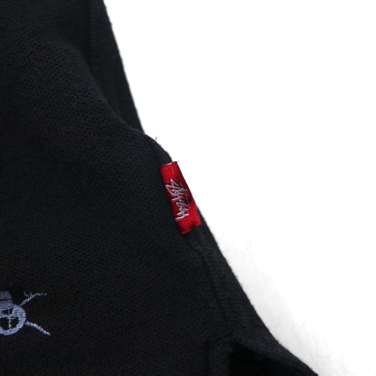 stussy スカル刺繍 ポロシャツ M ブラック コットン 鹿の子 総柄