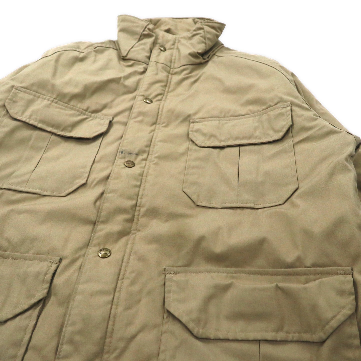 80s USA製 Woolrich マウンテンジャケット M ベージュ 65/35クロス 中綿 ダブルジップ 80年代