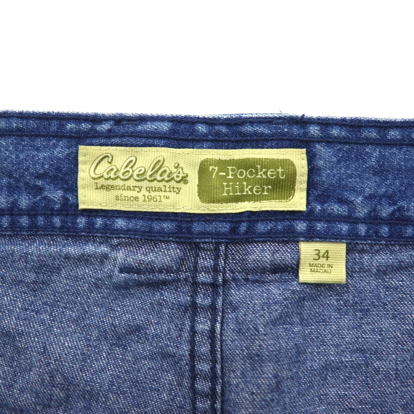 Cabela's デニム ブッシュ ショートパンツ 7-POCKET HIKER ハーフパンツ L インディゴ ブルー フロントポケット