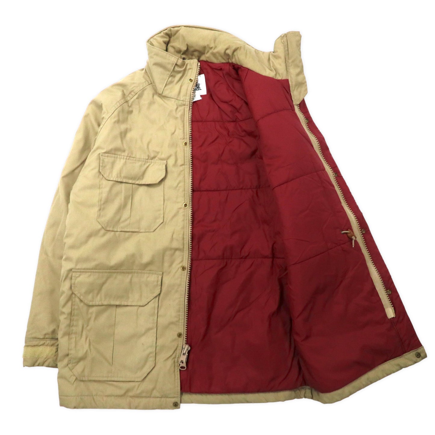 80s USA製 Woolrich マウンテンジャケット M ベージュ 65/35クロス 中綿 ダブルジップ 80年代