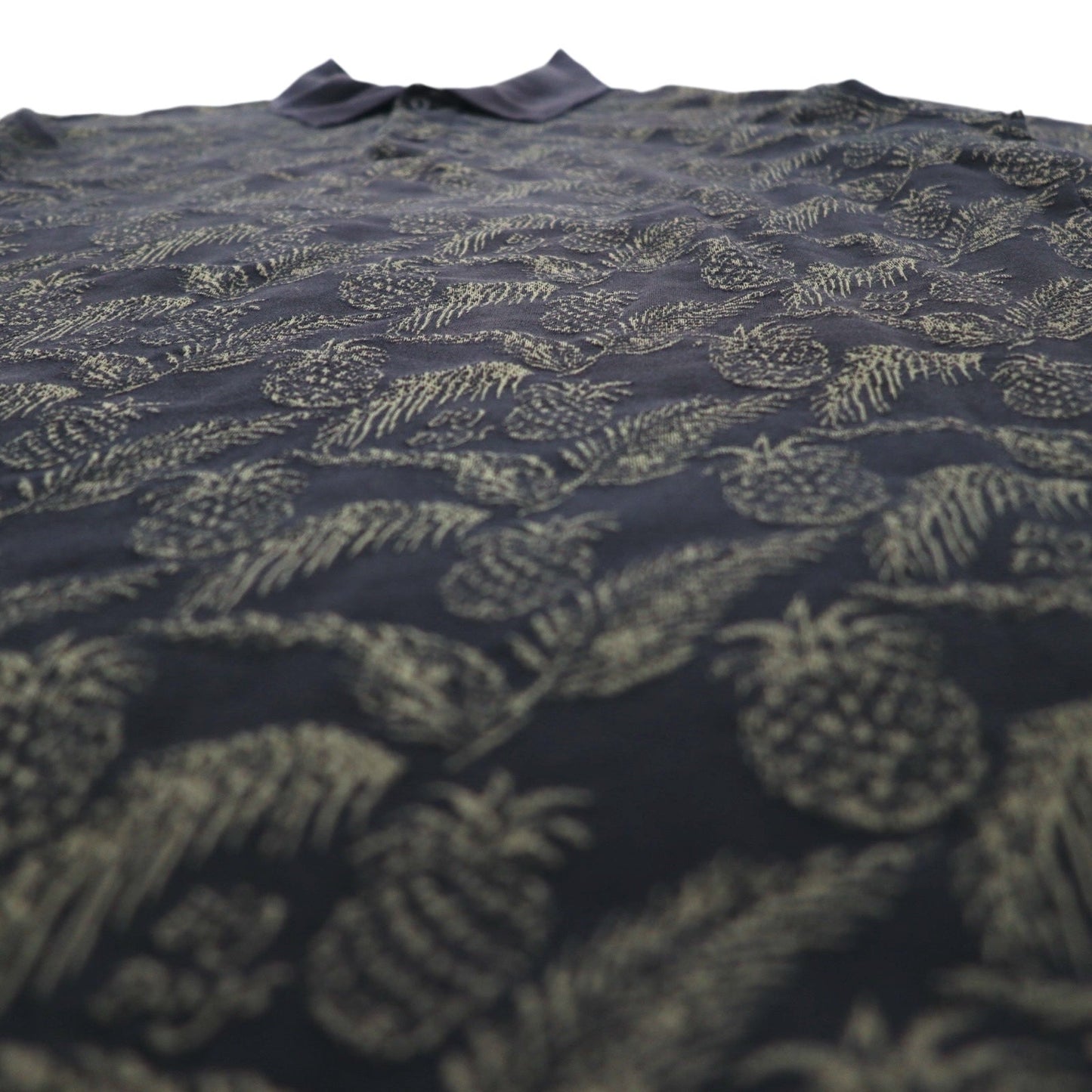 Vintage 90s Polo Shirt BIG DOGS 90年代 ポロシャツ XL ブラック 総柄 パイナップル ボタニカル ビッグサイズ