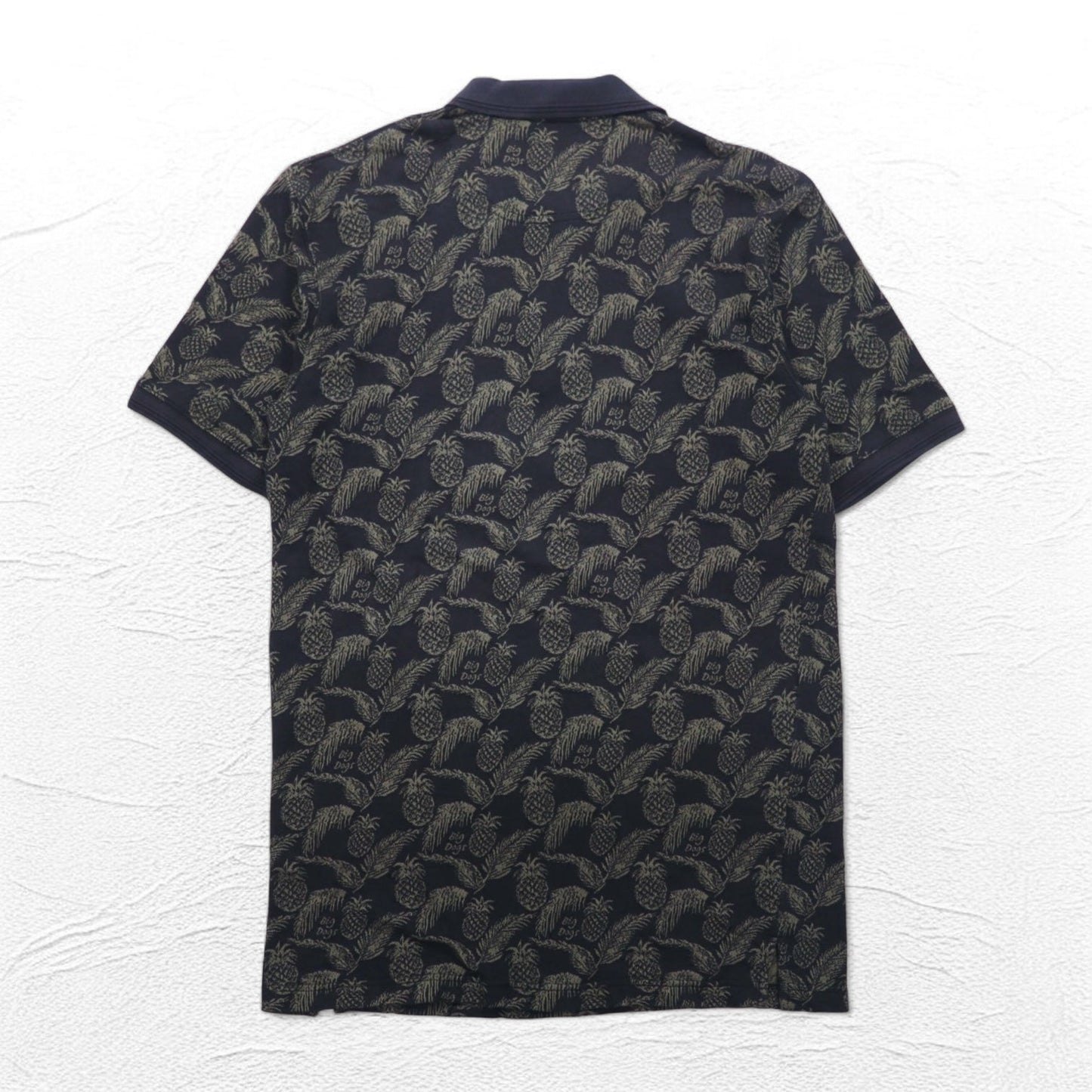 Vintage 90s Polo Shirt BIG DOGS 90年代 ポロシャツ XL ブラック 総柄 パイナップル ボタニカル ビッグサイズ