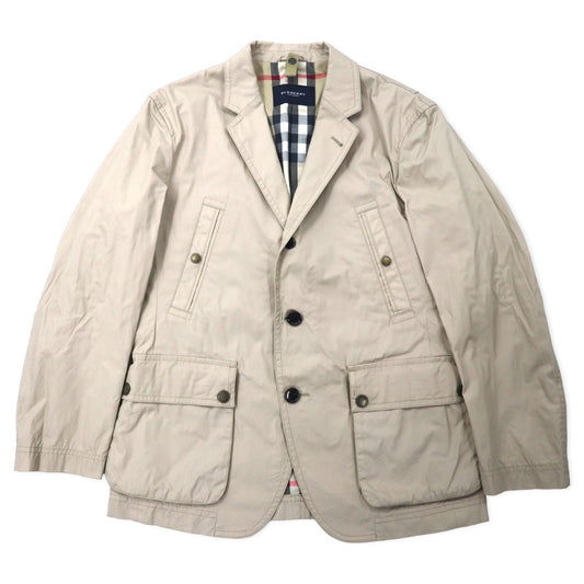 BURBERRY 3B テーラードジャケット 裏地ノバチェック M ベージュ コットン アクリルコーティング 撥水