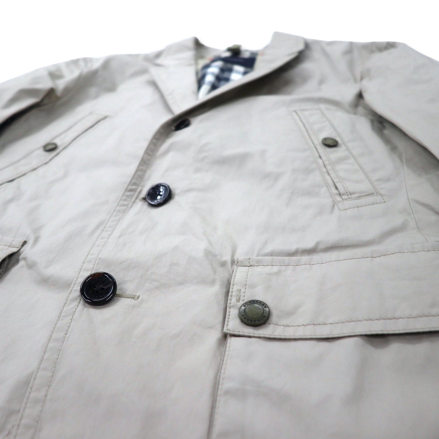 BURBERRY 3B テーラードジャケット 裏地ノバチェック M ベージュ コットン アクリルコーティング 撥水