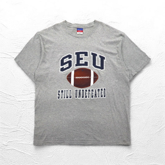 Champion 00年代 カレッジ プリント Tシャツ 2XL グレー SEU アーチロゴ ビッグサイズ ホンジュラス製