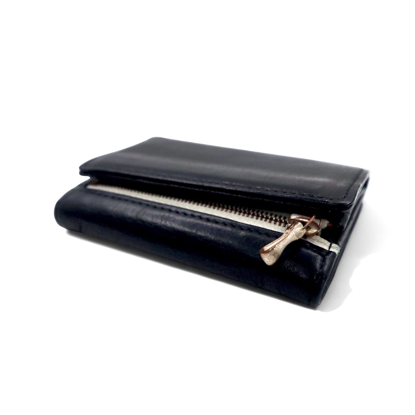 DIGAWEL 3つ折り財布 ミニウォレット ブラック レザー 箔押し THREE FOLD PURSE