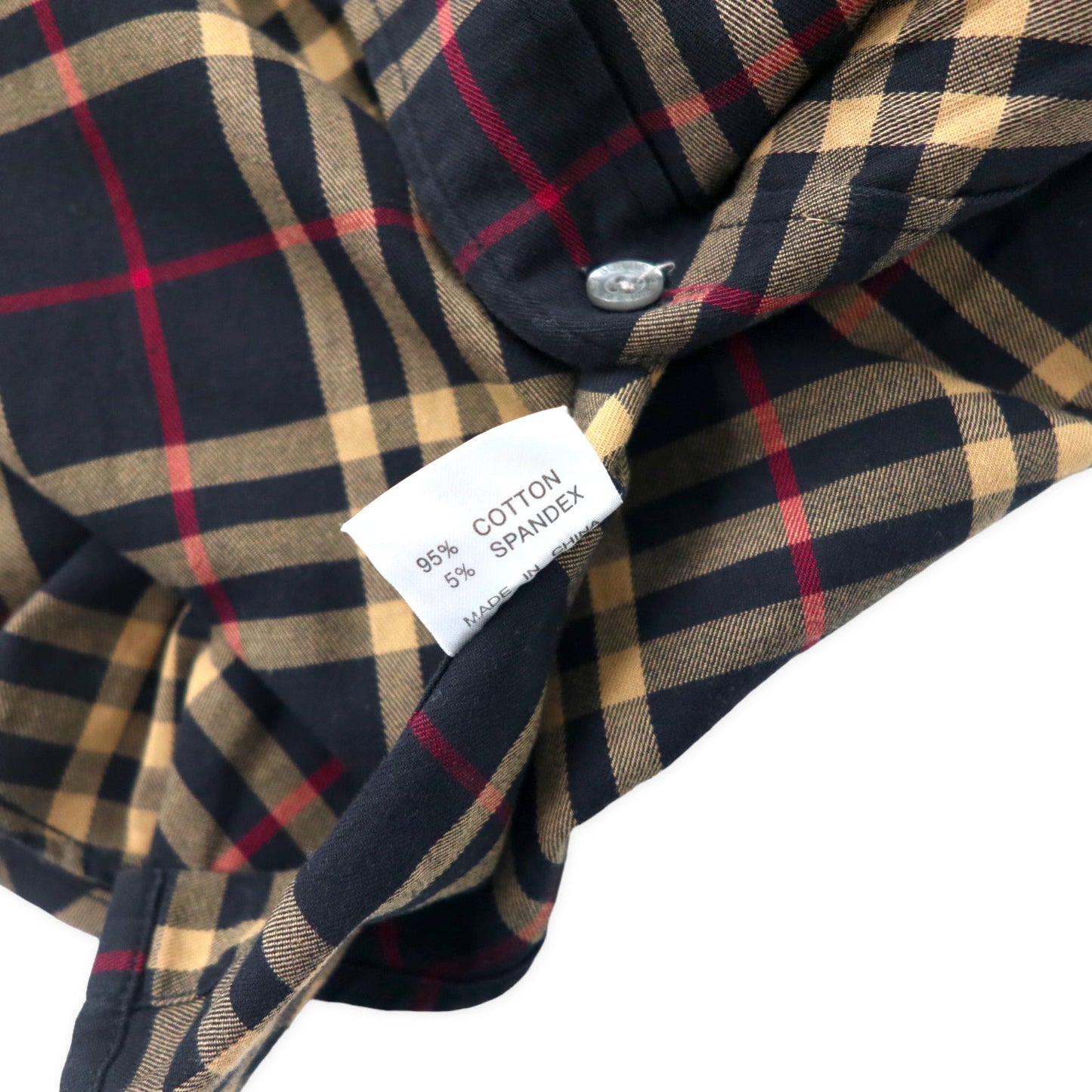 BURBERRY ノバチェック 半袖 ボタンダウンシャツ L ブラック コットン ワンポイントロゴ刺繍