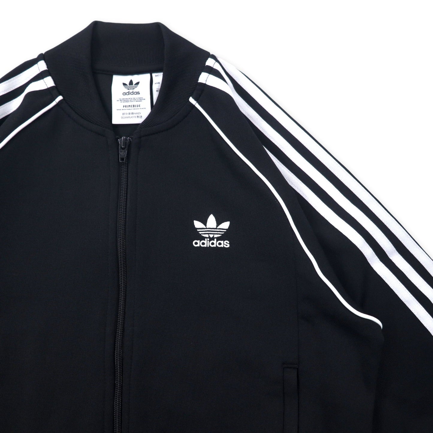 adidas originals アディカラー クラシック PRIMEBLUE SST トラックジャケット ジャージ M ブラック ポリエステル ATP型 3ストライプス トレフォイルロゴ刺繍 ダブルジップ GF0198