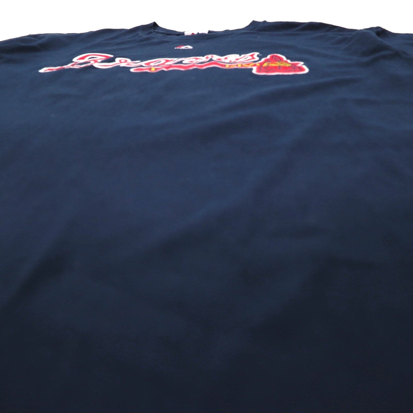 Majestic 90年代 ベースボール プリント Tシャツ 2XL ネイビー MLB Braves ナンバリング メキシコ製