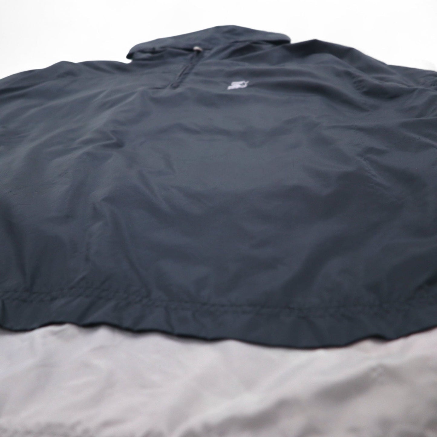 STARTER レイヤード アノラックパーカー ハーフジップ ナイロンジャケット L ブラック ワンポイントロゴ刺繍