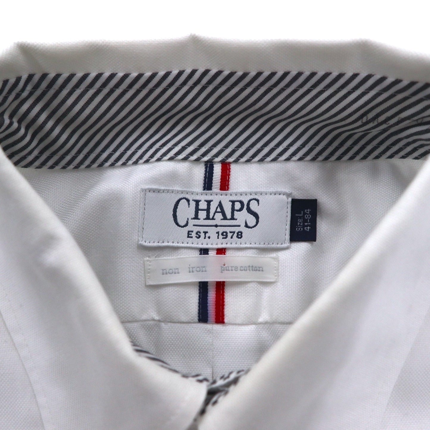 CHAPS オックスフォード ボタンダウンシャツ L ホワイト NON IRON PURE COTTON
