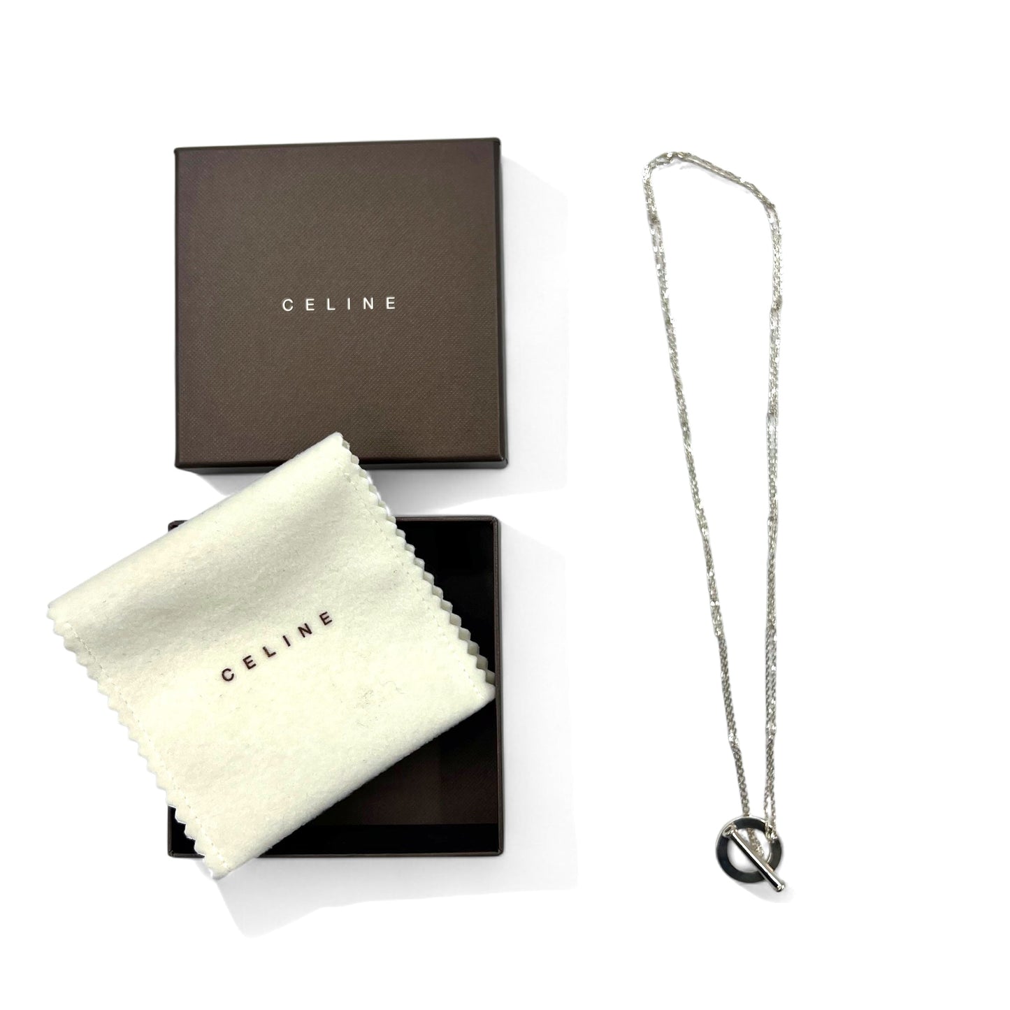 CELINE サークルロゴ トグル ネックレス ペンダント シルバー SILVER 925