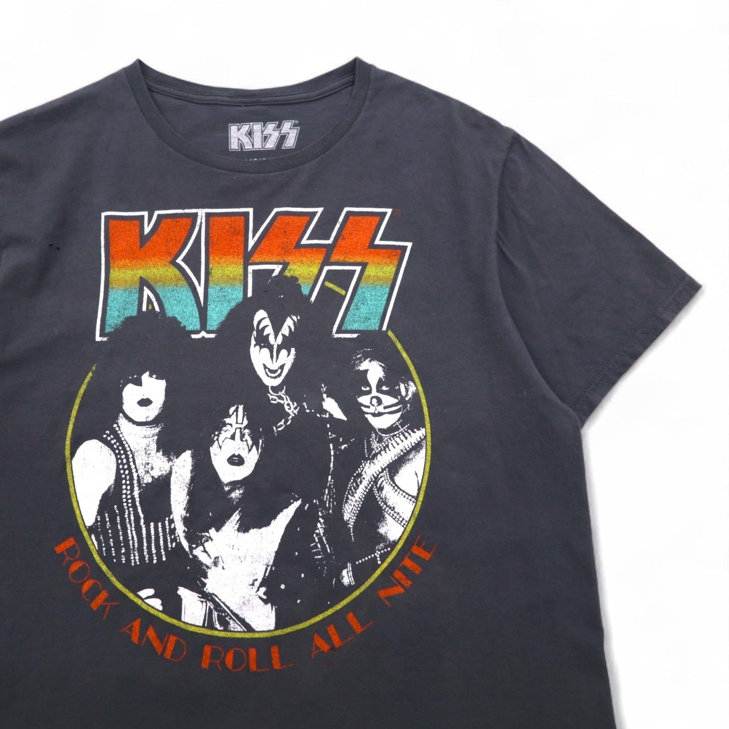 KISS キッス ロック バンド Tシャツ L グレー コットン ROCK AND ROLL ALL NITE