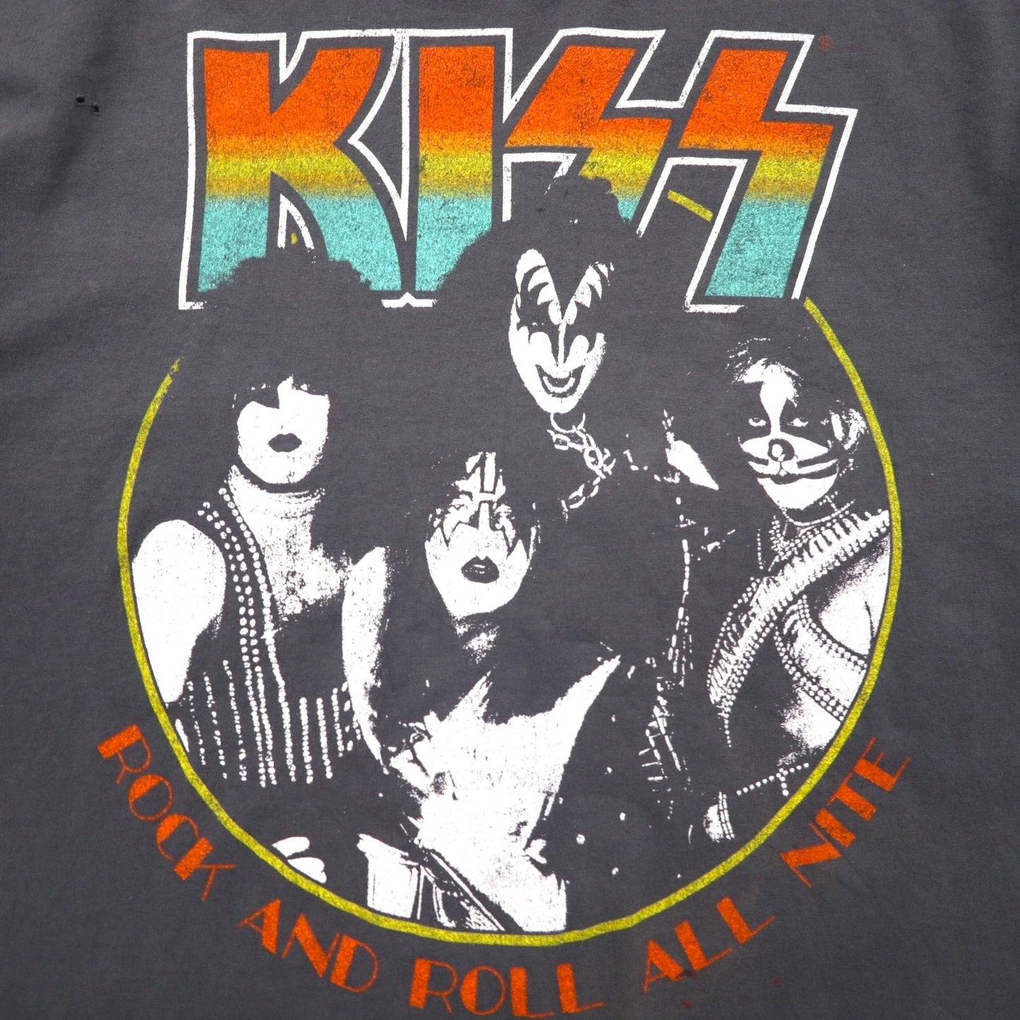 KISS キッス ロック バンド Tシャツ L グレー コットン ROCK AND ROLL ALL NITE
