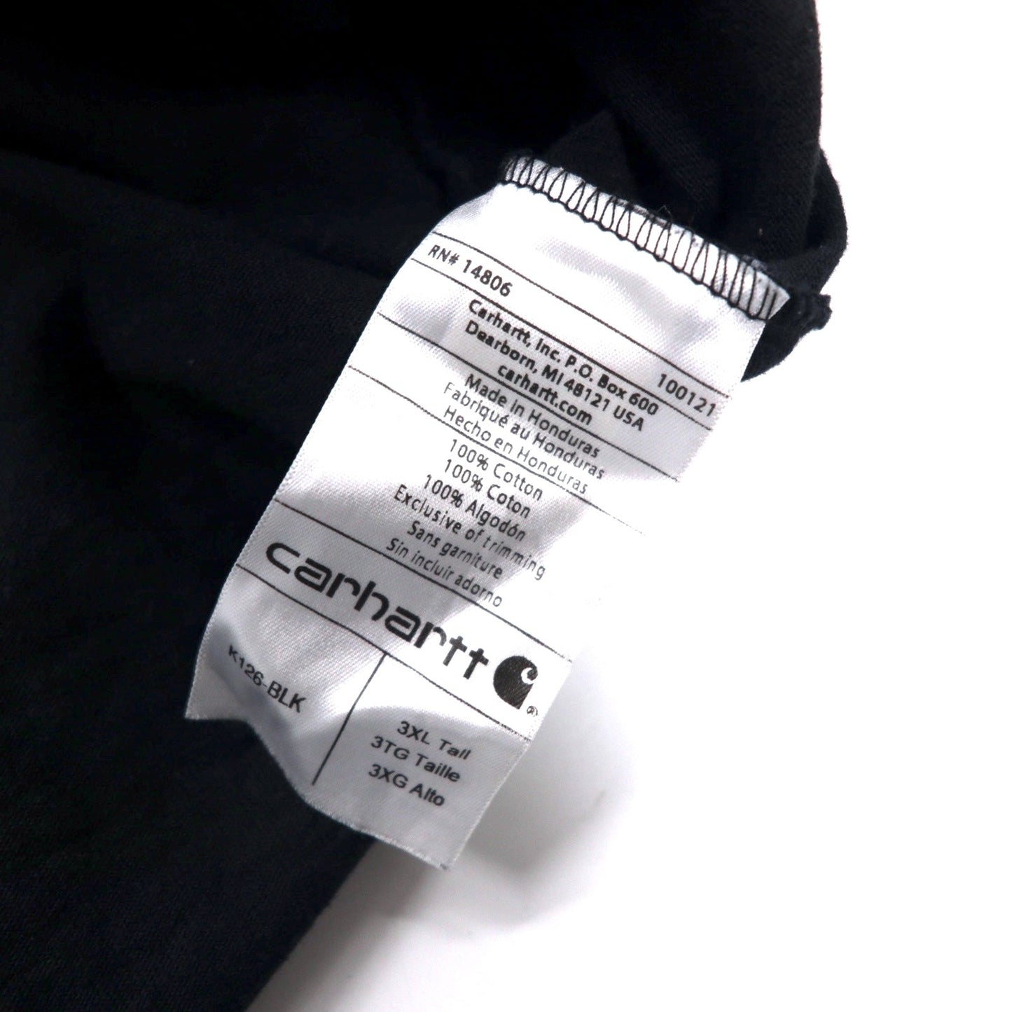 carhartt ロングスリーブポケットTシャツ ロンT 3XL ブラックコットン ORIGINAL FIT ビッグサイズ