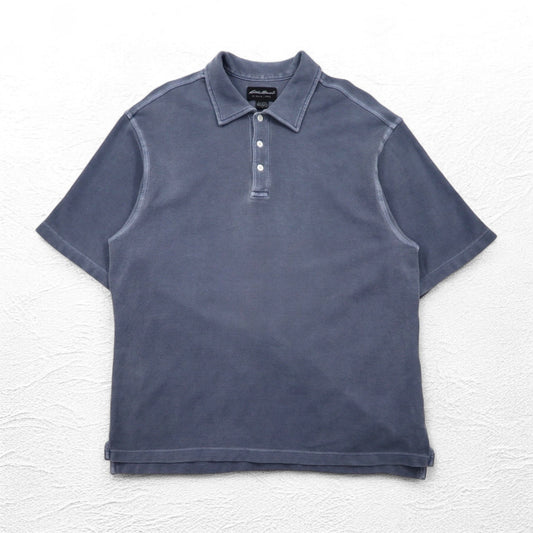 Eddie Bauer 90年代 ヴィンテージ加工 鹿の子 ポロシャツ L グレー コットン